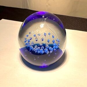Beautiful Vtg Cobalt Blue Control Bubble Paperweight